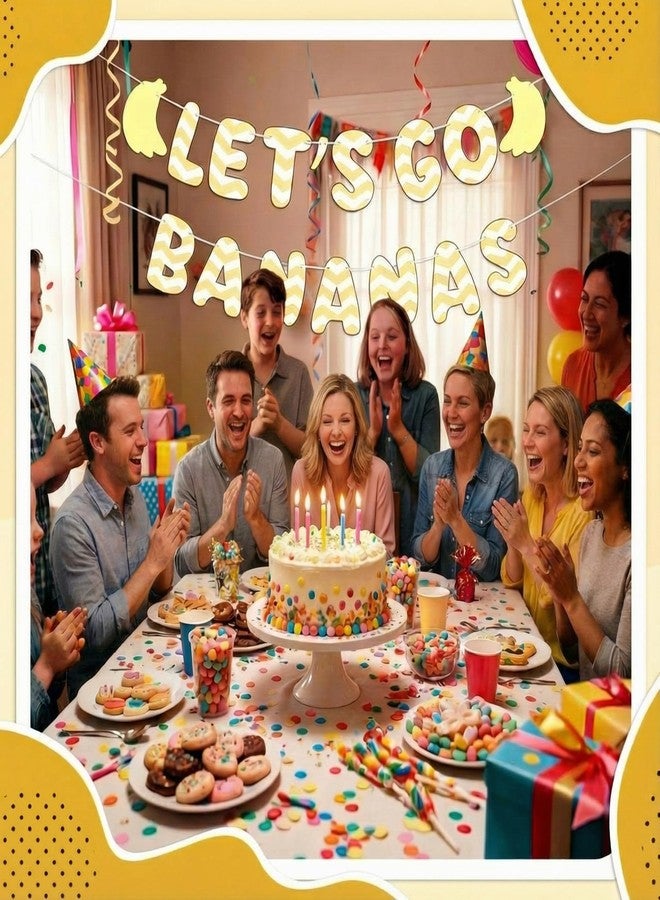 Epakh Lets Go Bananas Banner Gold Banana Fruit Themed Banner for Fruit Birthday Baby Shower Party Supplies (Yellow, 16.4ft Long) - Image 5